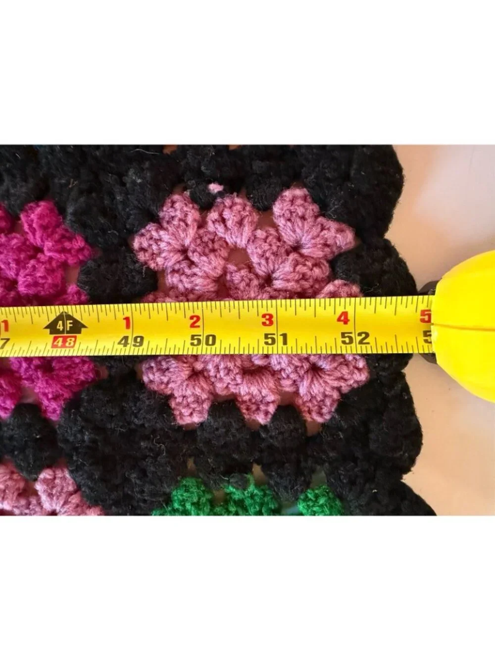 Vintage Granny Square grandmacore black multicolor blanket throw crochet cottage